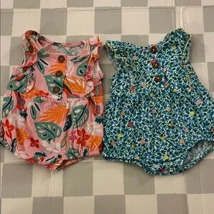 Wonder Nation Pink and Blue Floral One Pieces